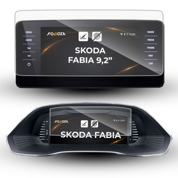 Folia na ekran 9,2" i licznik Skoda Fabia 2021-2023