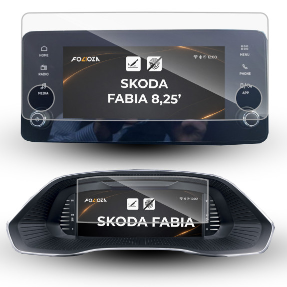 Folia na ekran 8,25" i licznik Skoda Fabia 2024-2026